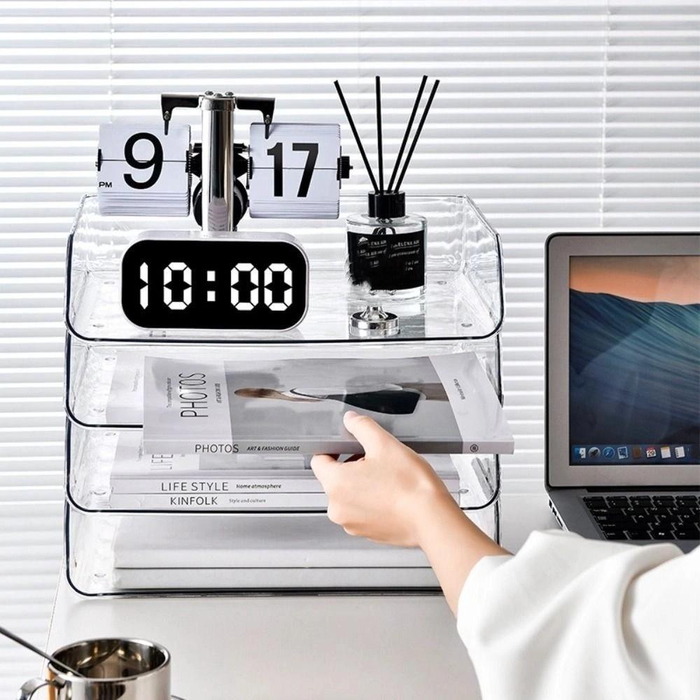 Desktop Organizer A4 File Storage Tray Book Shelf File Organizer Stackable File Rack Certificates