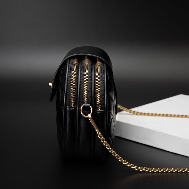 Ielgy Three-Layer Zipper Diamond One-Shoulder Small Round Bag Cross-Body Mobile Phone Bag