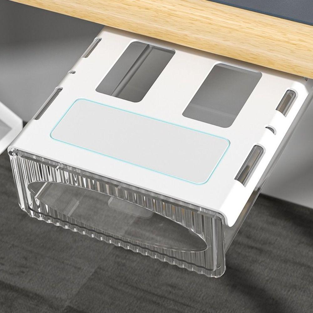 Portable Undertable Drawer Storage Rack Invisible Pull Out Storage Box Large Capacity Table Shelf Storage Box New  Drawer