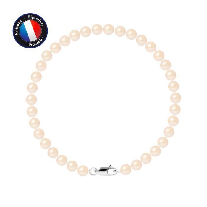 Bracelet - PERLINEA - Freshwater Cultured Pearls 5-6 Mm - 9 Carat White Gold - Natural Pink - Women