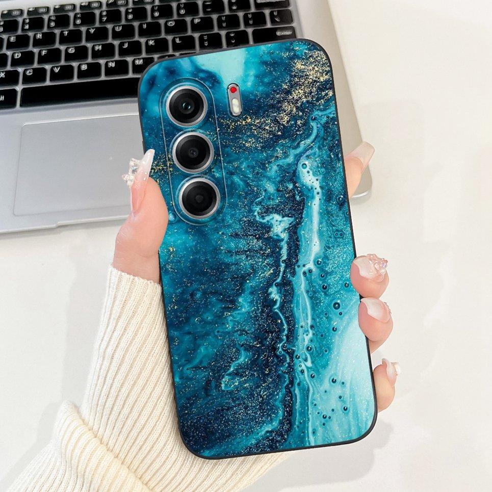 Чехол для телефона Tecno Camon 40 Pro 5G CM7 Мягкий матовый силиконовый задний чехол Мультяшный кот Пейзаж Эстетичный узор Чехлы Coque