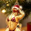 Winter Seasonal Wall Accents Bikini Christmas Ornaments, Quirky Santa Claus Dachshund Highland Cow Hanging Decoration, Hilarious Holiday Party