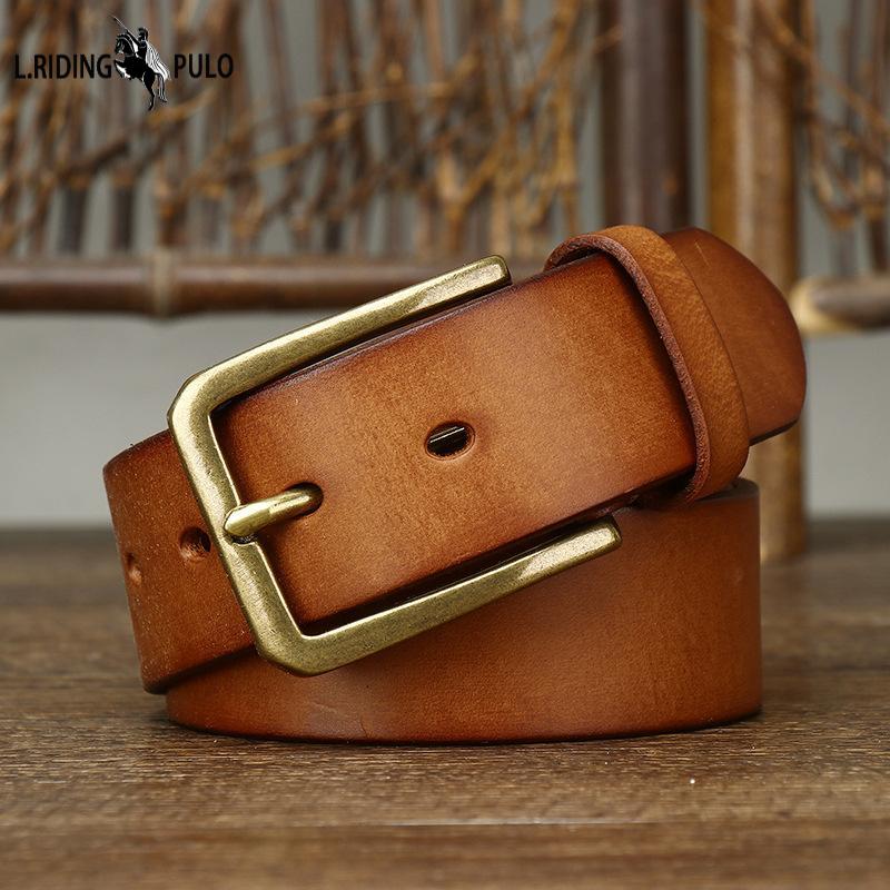 Belt Men's First Layer Cowhide Leather Pin Buckle Belt Men's Casual All-Match Young and Middle-Aged Korean Style Trendy Pant Belt