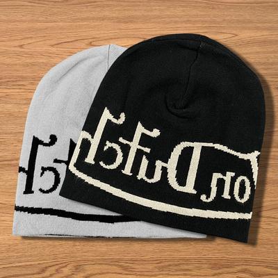 Европейская и американская модная жаккардовая вязаная шапка с надписью, устойчивая к холоду и теплая, для осени и зимы