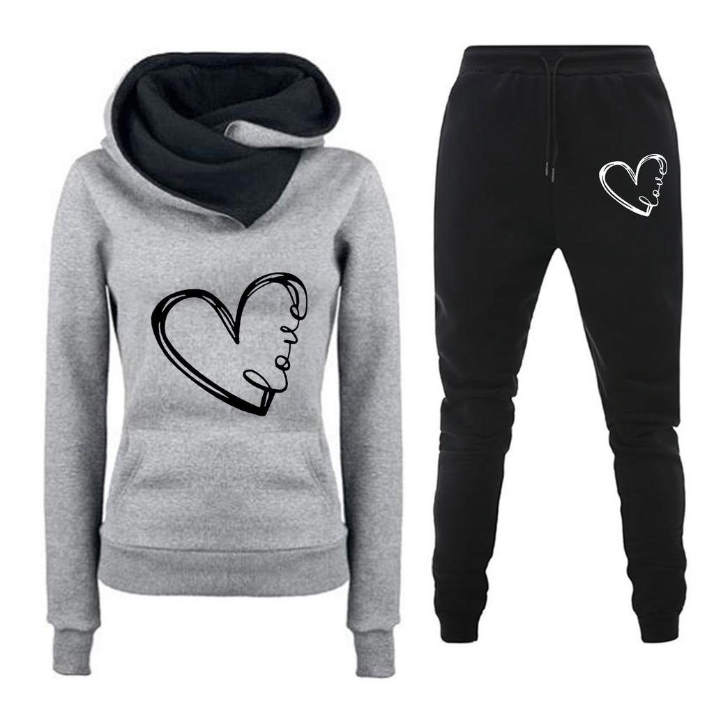 Новый весенне-осенне-зимний повседневный комплект спортивной одежды с женской толстовкой и толстовкой с принтом любовных писем, модный комплект