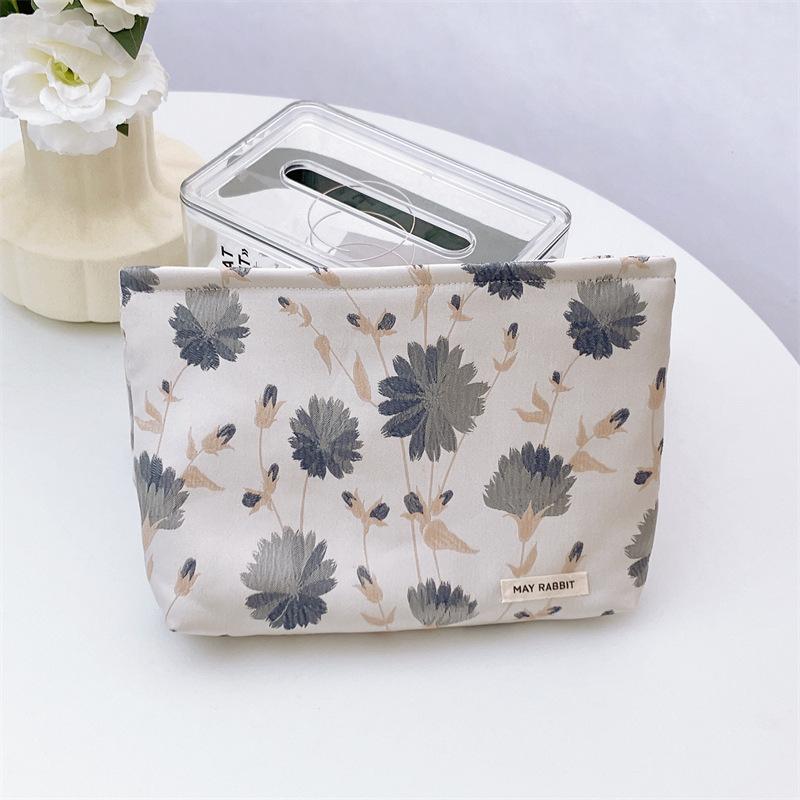 Retro Jacquard Ladies Floral Cosmetic Bags Vintage Flower Women's Grocery Storage Bag Clutch Purse Makeup Cases Girls Handbags