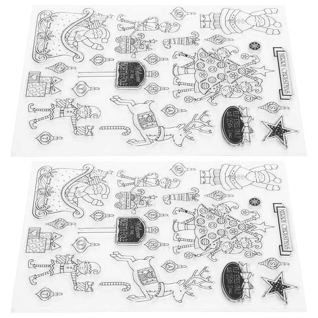 2 комплекта рождественских силиконовых прозрачных штампов для фотоальбомов открыток украшения ручной работы