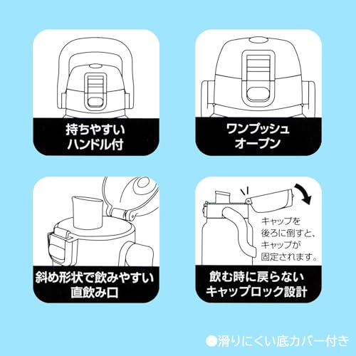 Skater Бутылка-маркер для напитков, 1 л, с ручкой, Легко увидеть объем напитка с первого взгляда, Пластик, Синий и лиловый, PDMK10-A