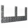 VidaXL U-Shaped Gabion Basket with 3 Posts Retaining Wall Garden Fence Patio Gardening Projects 151283