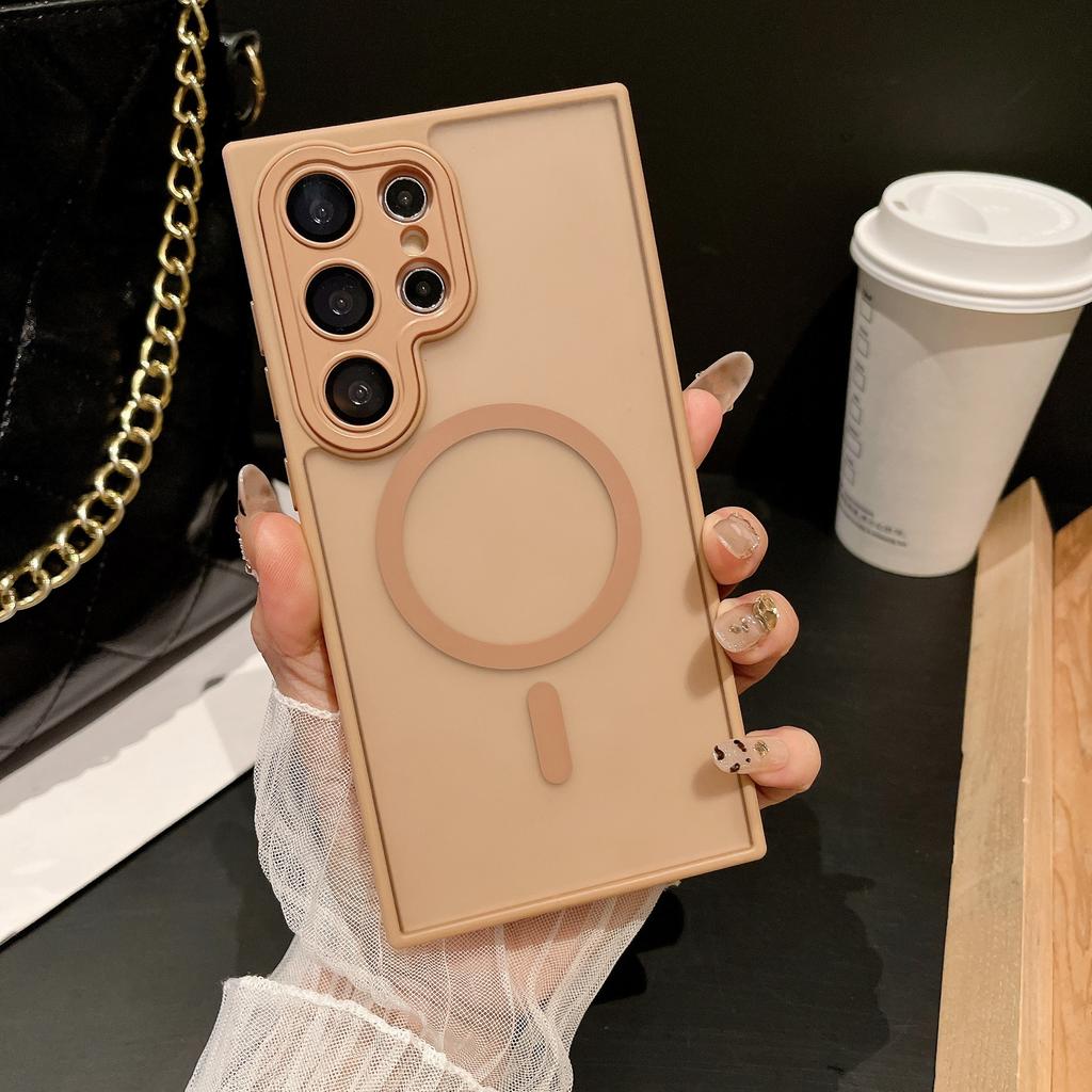 Suitable for Samsung S25ultra Skin Sensitive Magnetic Suction Mobile Phone Case S24plus Matte S23 Lens Film Full Inclusive Protective Case