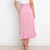 Summer One Piece Lace-Up Long Irregular Solid Color Halter Skirt