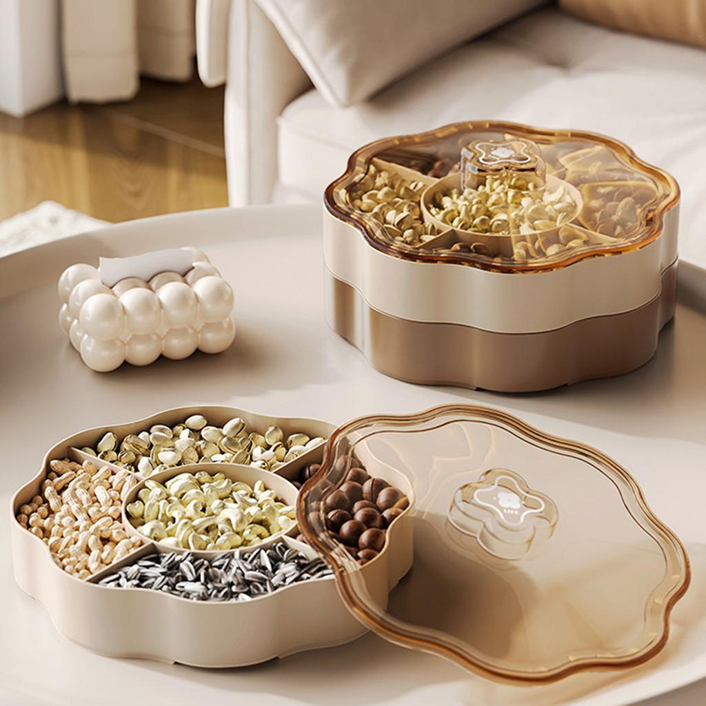 Пластиковая конфетница, контейнер для сухофруктов с крышкой для гостиной, 5 отделений, органайзер для закусок для домашнего использования