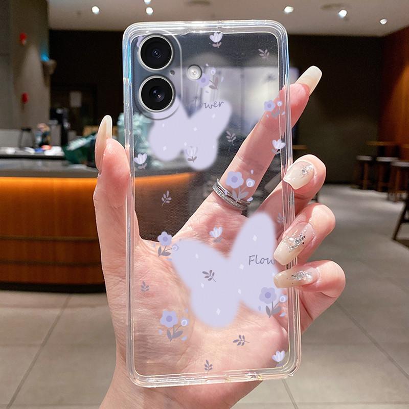 Phone Case For iPhone 17 Flower Butterfly Thin Case For iPhone 17 Pro Max Transparent Soft Silicone TPU Cover For iPhone 17 Air