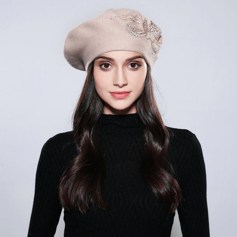 Капот Femme для женщин берет из хлопка и шерсти брендовые вязаные модные осенне-зимние шапки с цветочным принтом для женщин