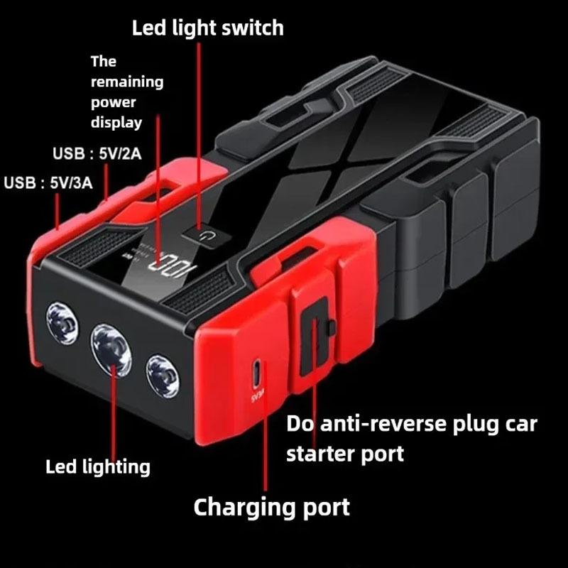 Car Jump Starter with 150PSI Air Pump, Portable Power Bank, LED Light and Auto Emergency Booster