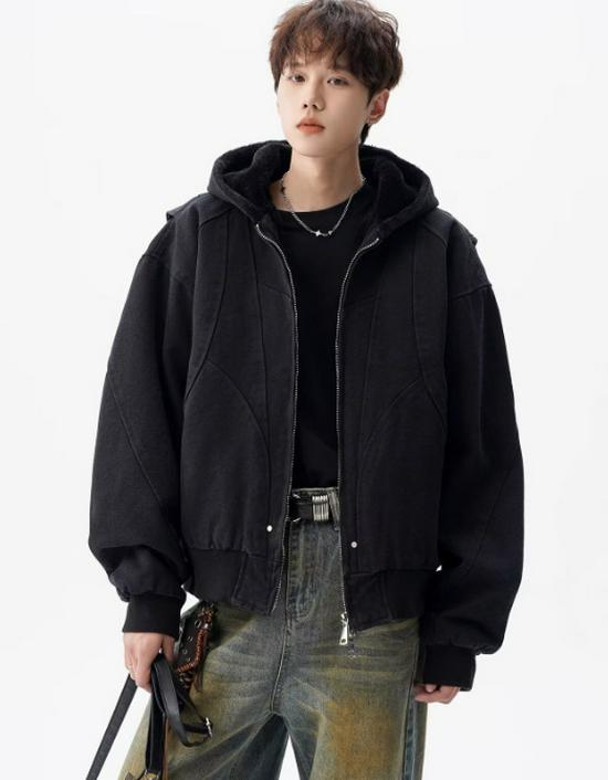 Мужская зимняя рабочая куртка Zuo Shan из плотного стираного велюра, утепленная