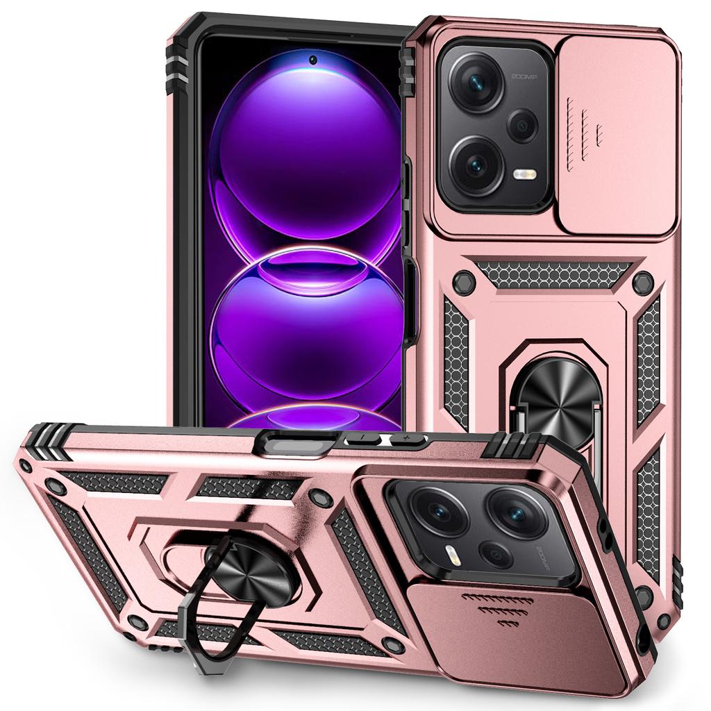 Для Xiaomi Редми Примечание 12 (5G)/ Xiaomi Poco X5 Бронированный чехол для телефона Защита объектива камеры Металлическое кольцо-подставка Противоударный чехол