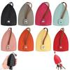 Faux Leather Key Holder Organizer Retractable Car Keychain Pouch Anti-Loss Portable Key Storage Cover Snap-Closing Device
