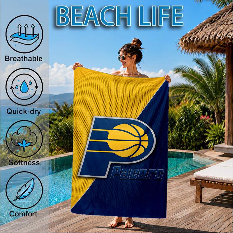 basketball Pacers Neon Art Beach Towel, Microfiber Beach Towel, Perfect For Pool, Beach, Travel, Home Decor Beach Party Fan gifts