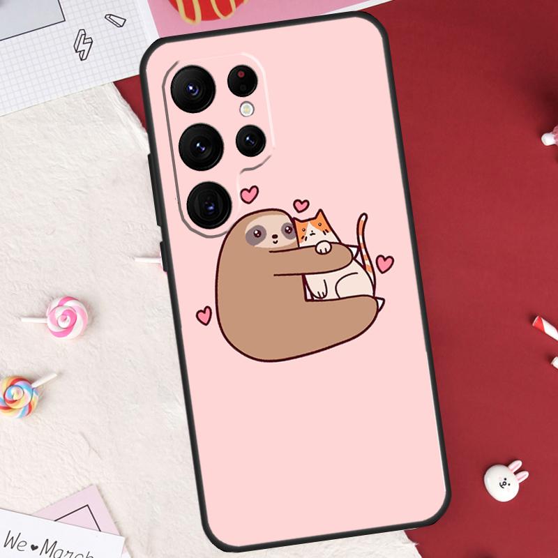 Cute Lovely Cozy Sloth Animal Case For Samsung Galaxy S26 Ultra S20 S21 S22 S23 S24 S25 Ultra S10 Plus S25 FE Cover Shell