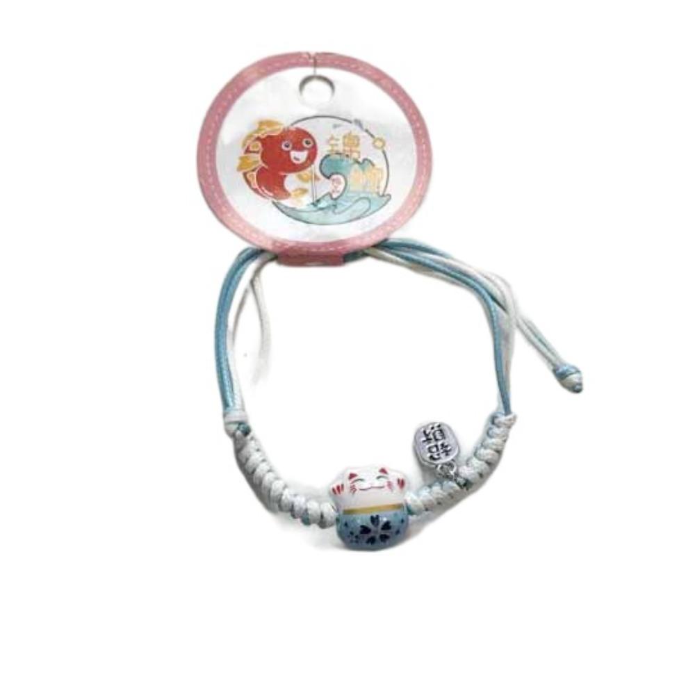 Ручная веревка Красная плетеная веревка Двухцветный женский ручной браслет Милый Манеки-неко Женский