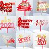 10PCS Happy New Year Cake Topper Acrylic Cupcake Topper Christmas Dessert Insert Food Picks for New Year Graduation Party Supplies Favors