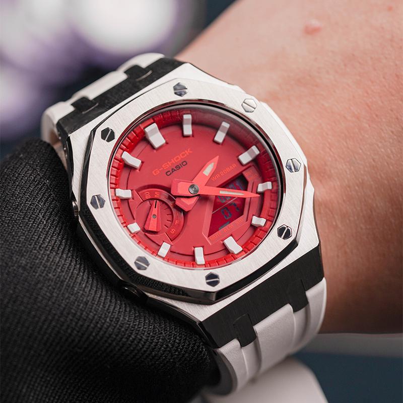 Casio Унисекс Часы с Жидкокристаллическим/Аналоговым Двойным Дисплеем Серия 48,5 мм Красные GA-2100-4A-