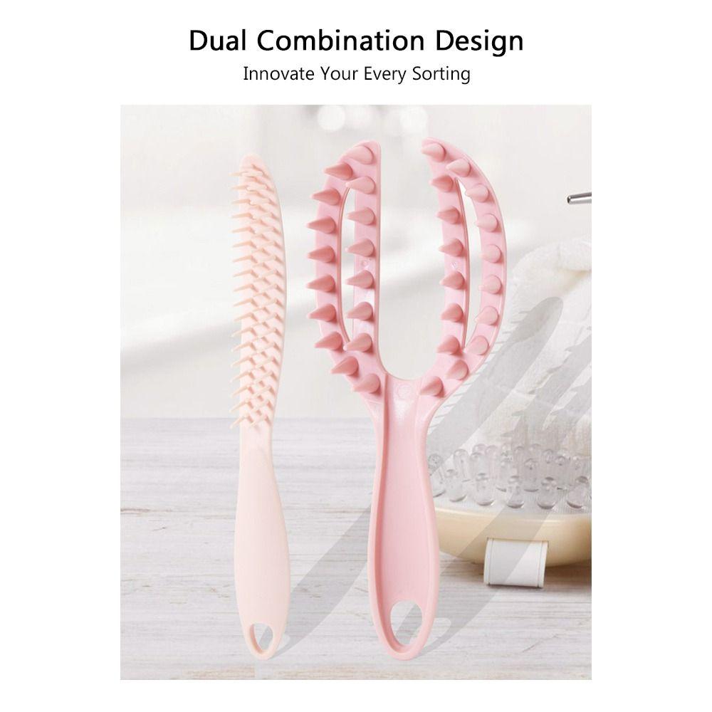 Plastic Hairdressing Comb 2 in 1 Openwork Comb High Quality Massage Comb Wash Hair