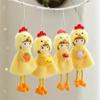Easter Plush Hanging Ornaments Easter Doll Wearing Yellow Chick Cloak 5.9inch Chicken Pendants Holding Easter Egg Carrot For Tree Spr
