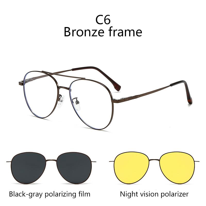 Магнитный чехол 3 в 1 для очков, Универсальные очки для близорукости, Эллиптическая оправа, Поляризационные солнцезащитные очки, Солнцезащитные очки-клипсы два в одном