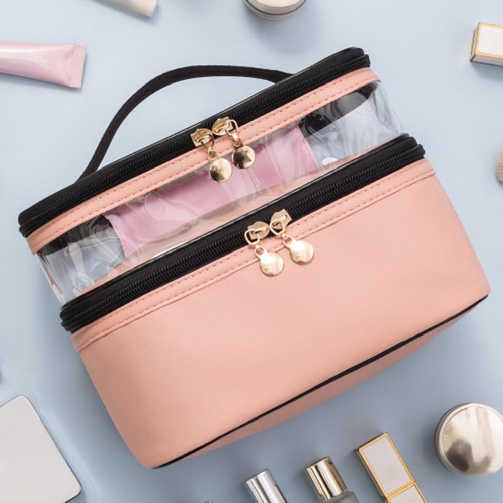Large Capacity Travel Cosmetic Bag Smooth Zippers Cosmetic Case Toiletry Bag Travel Essentials
