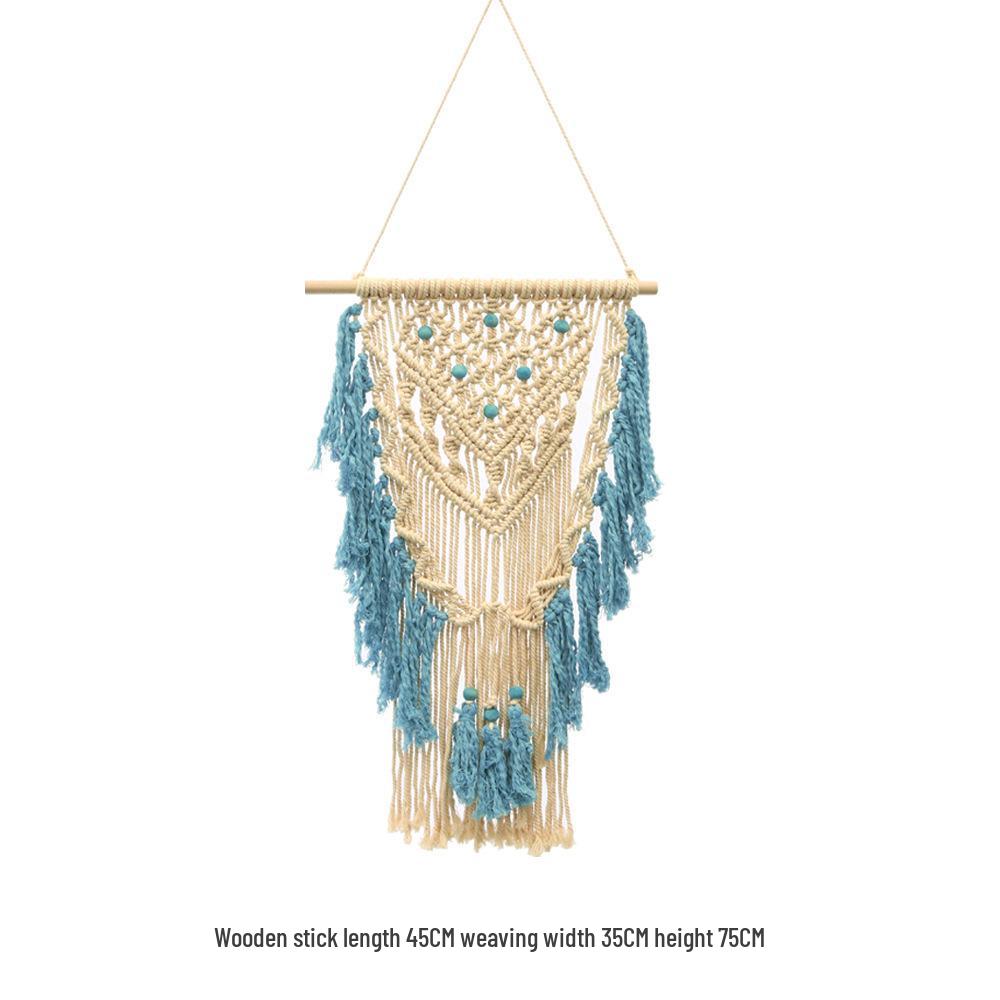 Bohemian Handwoven White Cotton Rope Tapestry - Retro Style Decorative Wall Hanging for Bedroom or Home