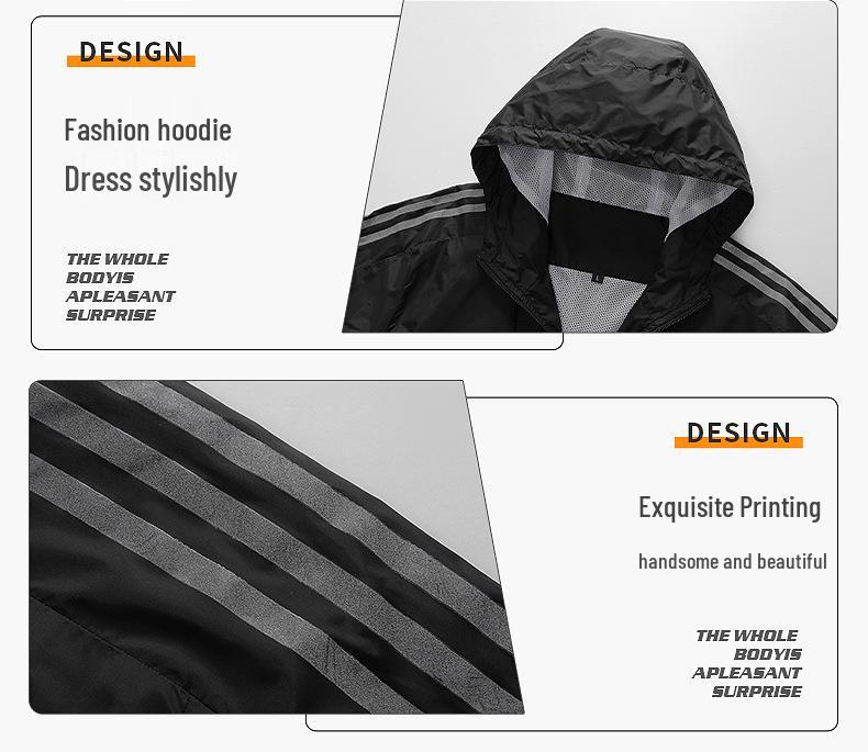 Мужской повседневный тренч с капюшоном большого размера - Осенняя куртка из нейлона 40D свободного кроя