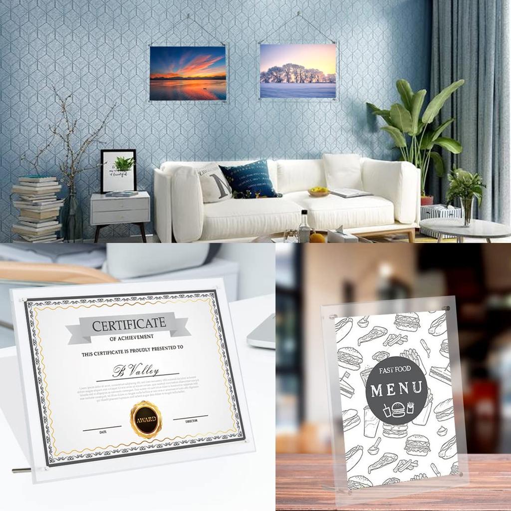 BValley Clear Acrylic Photo Picture Stand Type Photo Transparent Horizontal and Vertical B4 Frame, Frame, Frame, Double-sided Picture, Poster,