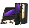 Роскошные кожаные чехлы для Samsung Galaxy Z Fold 2 Fold 3 Fold 4 5g Покрытие рамки с подставкой Передняя крышка Стеклянная защитная пленка