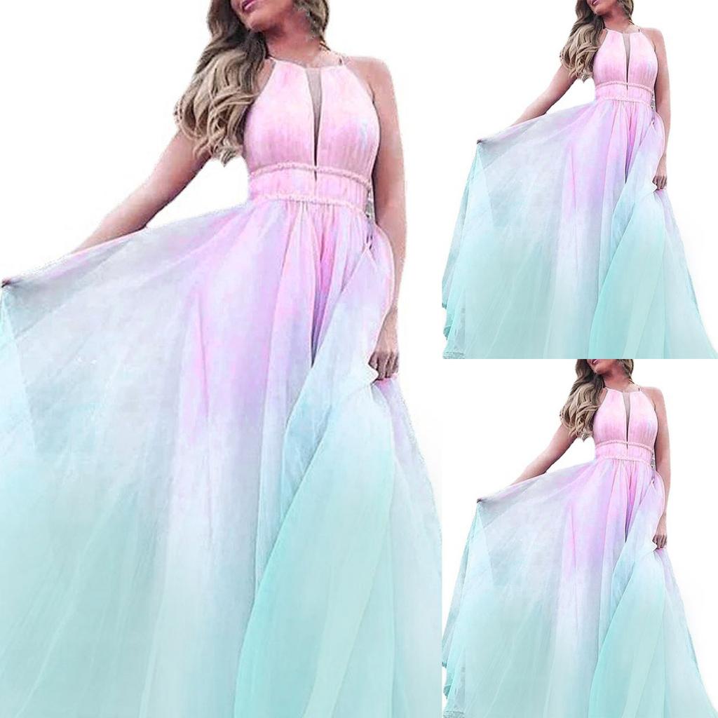 Женское сексуальное вечернее платье с открытой спиной и молнией на бретельках, градиентное платье без рукавов
