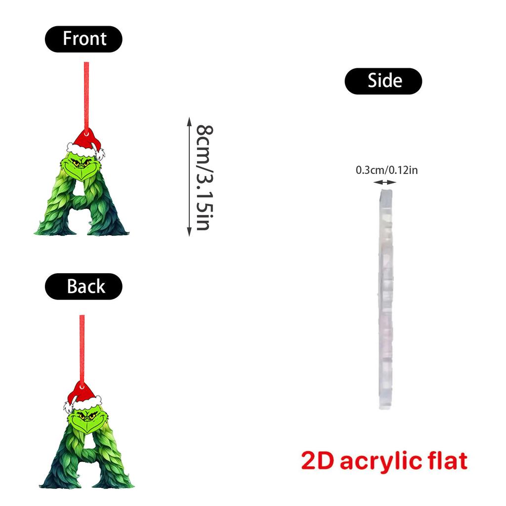 2D 26 букв Рождественские украшения Акриловые плоские Рождественские елки Украшения для дома Украшения