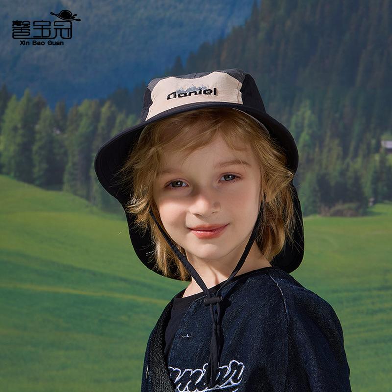 Children's hat large brim shawl neck protection sunscreen hat outdoor travel visor quick drying waterproof breathable bucket hat