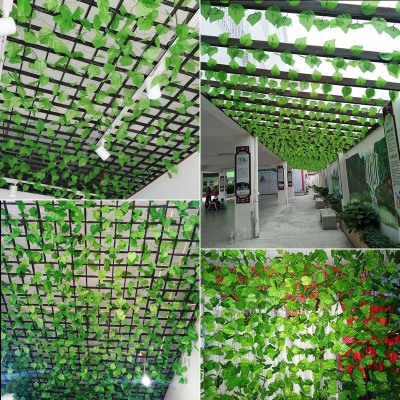 Grape 1PC Bar Decoration Foliage Leaves Home Ivy Leaves Wedding Artificial Plants Green Vine 2M Long Parthenocissus  Handmade