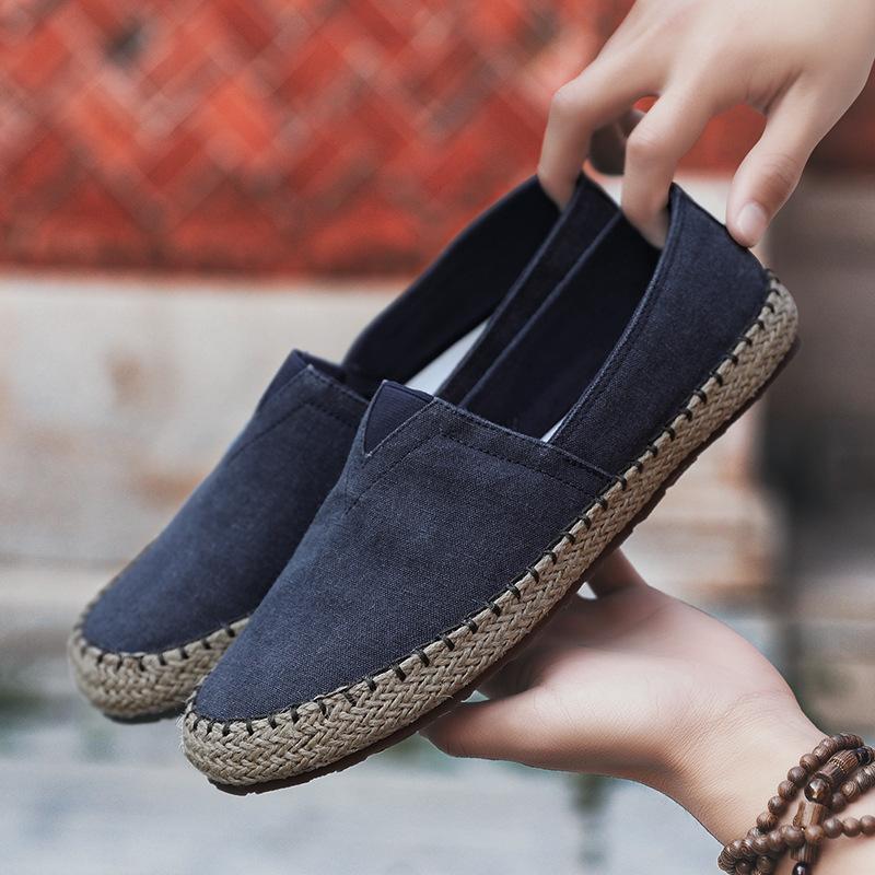 Summer Breathable Canvas Lazy One-Pedal Men Fisherman Versatile Casual Linen Shoes National Style Shoes Men
