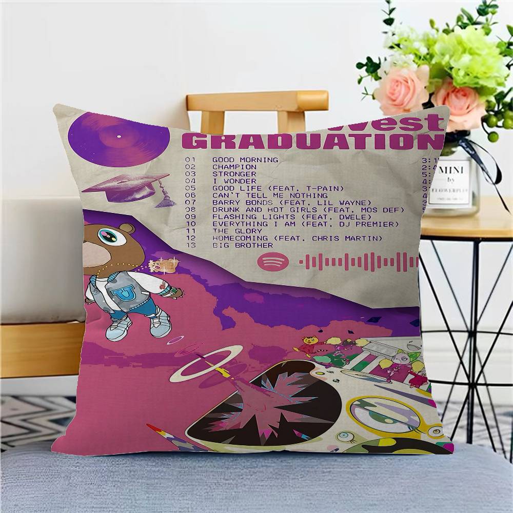 K-Kanye W-West Rapper Cushion Cover Polyester Sofa Cushions Decorative Throw Pillows Home Decoration Pillowcover