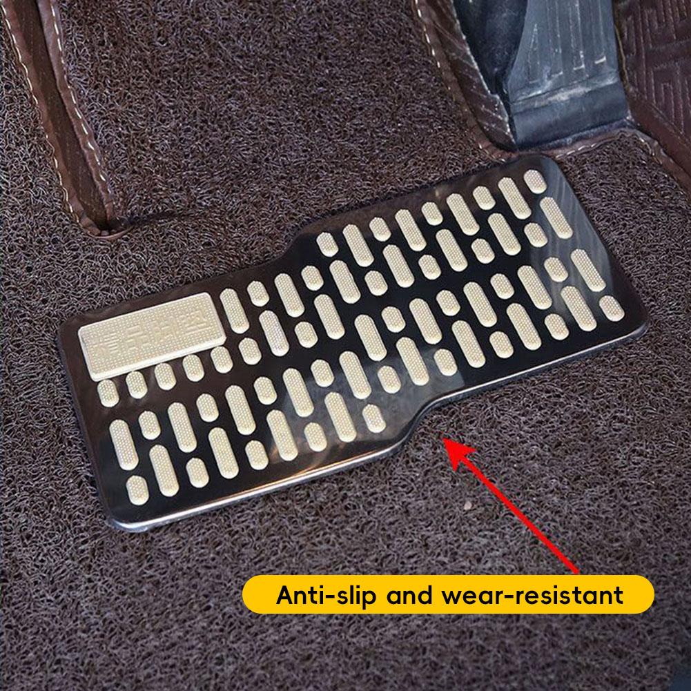 Car Foot Rest Pedal Board Floor Carpet Mat Anti-slip Stainless Steel Heel Pad Car Truck Suv Black Beige Brown Universal