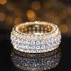 Huitan Gold Color Lady Rings Luxury Shining Cubic Zirconia Accessories for Wedding Engagement Party Trendy Versatile Jewelry
