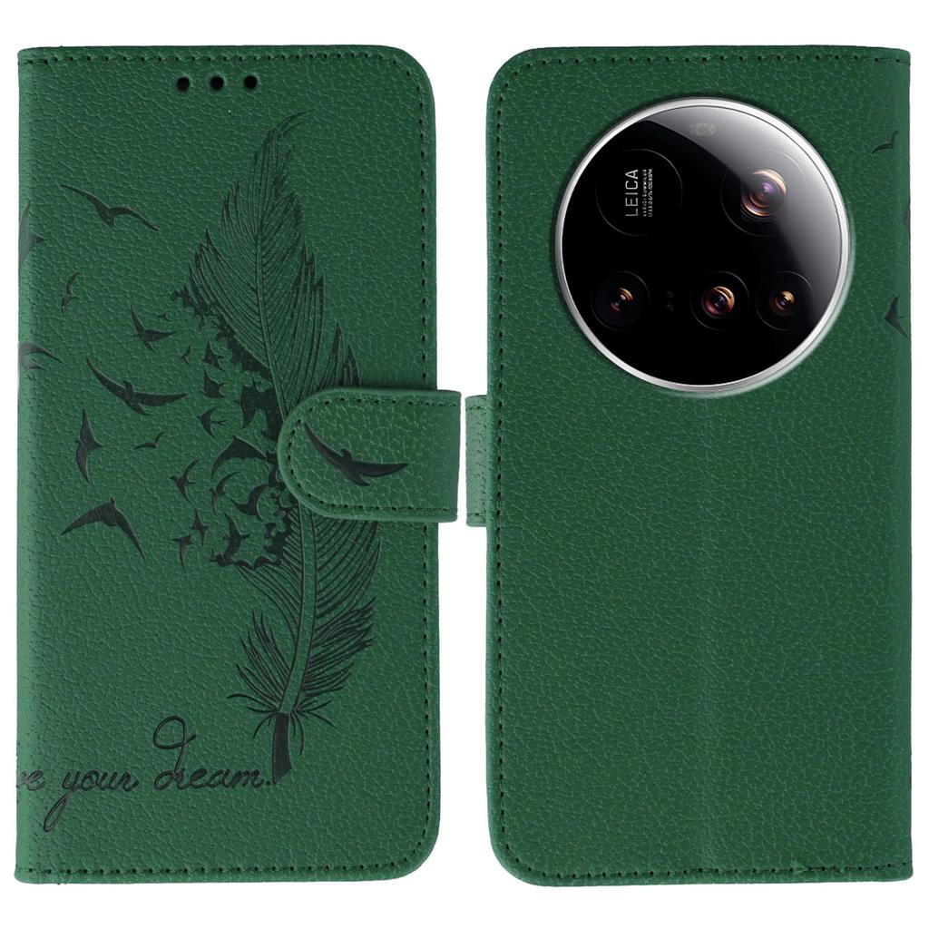 For Xiaomi 15 Ultra Case Feather Imprint PU Leather Wallet Phone Cover