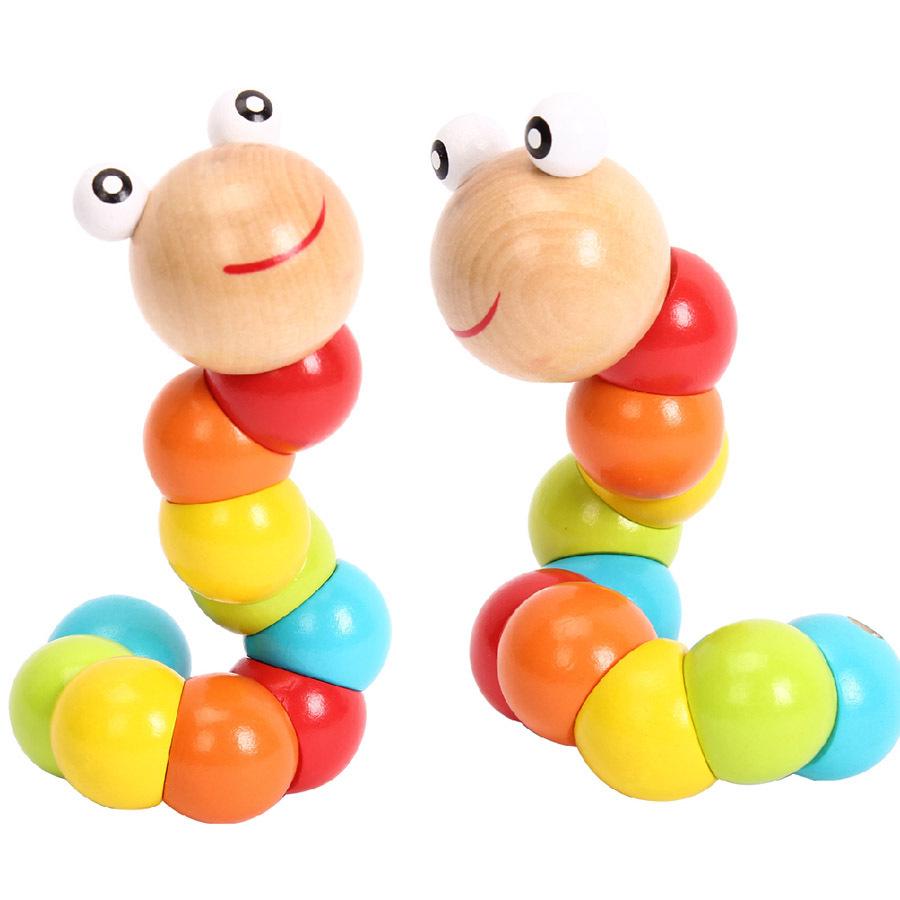 Colorful Wooden Twisty Caterpillar: Educational Toy for Toddlers