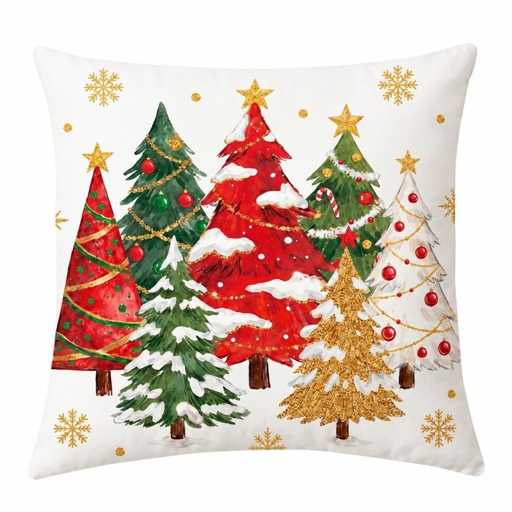 Santa Claus Christmas Pillow Cover Cartoon Print Throw Pillow Case New Cushion Cover Holiday