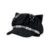 Plaid Pattern Cat Ear Beret Adjustable Beret Hat Fashion Newsboy Cap  Women Men