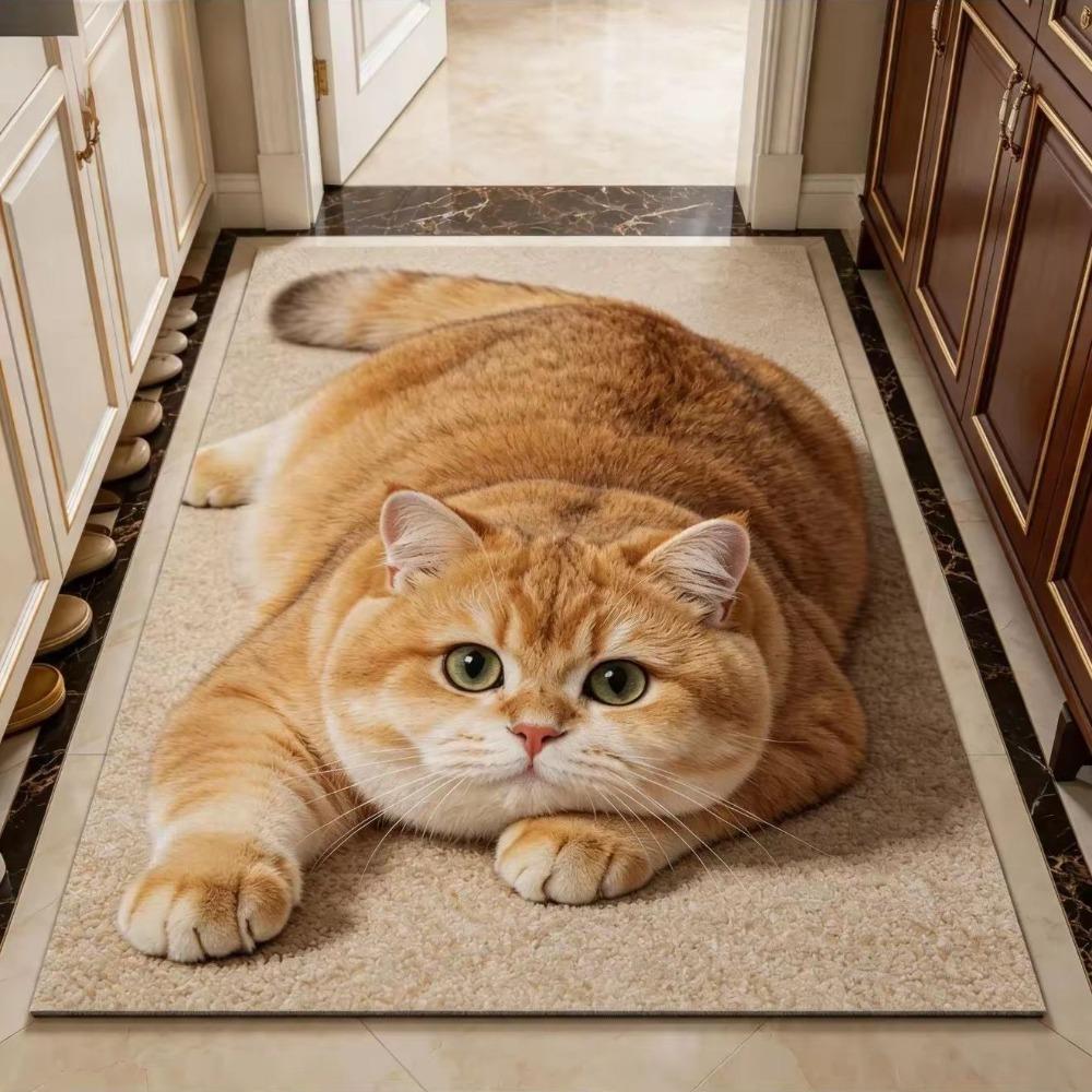 40×60CM Bathroom Carpet Realistic Bedroom Door Rug Cute 3D Cat Floor Mat Home Decor