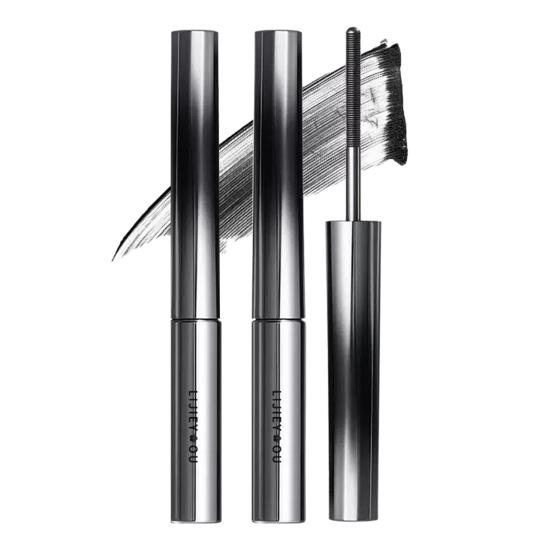 2Pcs Waterproof Liquid Mascara with Washable Brush Head Quick Drying 3D Curling Lash Mascara Non-Smudge & Long Lasting Natural Lengthening Bristleless