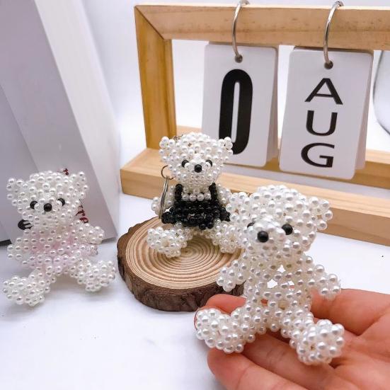 Брелок-подвеска в виде медведя и кролика из искусственного жемчуга, ручной работы, плетеный, легкий шарм, брелок для ключей, аксессуар для рюкзака/сумки